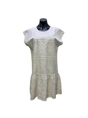 Sister Mary White Embroidered Cotton Dress M/L